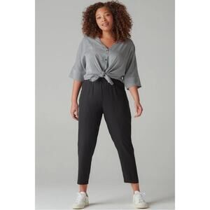 VETTA CAPSULE The Tencel Tapered Pant Black Elastic Waist & Pockets Size M